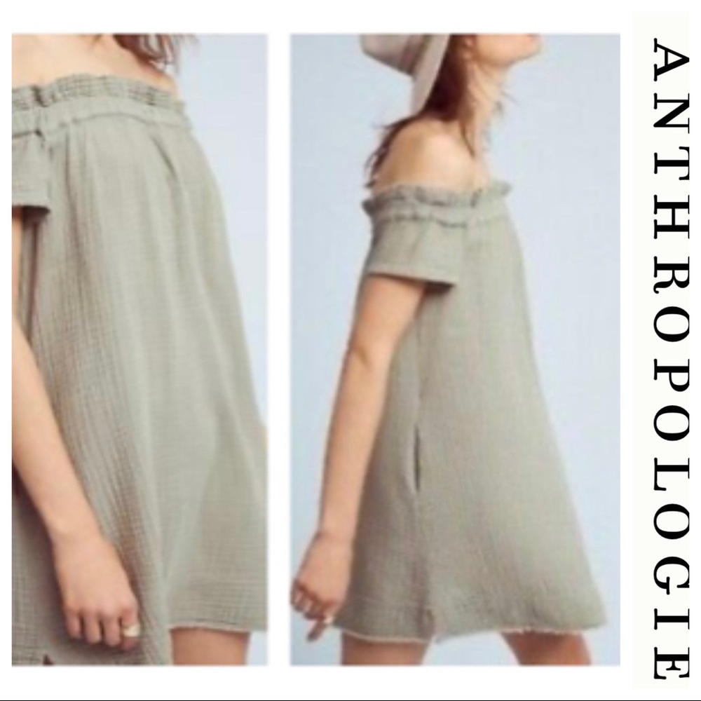 NWOT Anthro Maella Off-The-Shoulder Tunic Dress with Side Pockets, Small